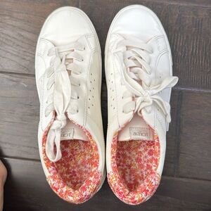J Crew white and floral sneakers